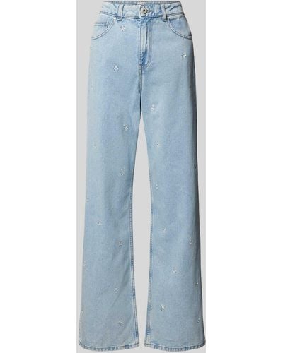Jake*s Jeans mit floralen Stitchings - Blau