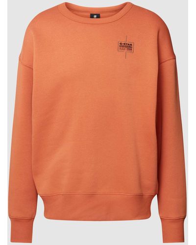 G-Star RAW Sweatshirt Met Labelstitching - Oranje