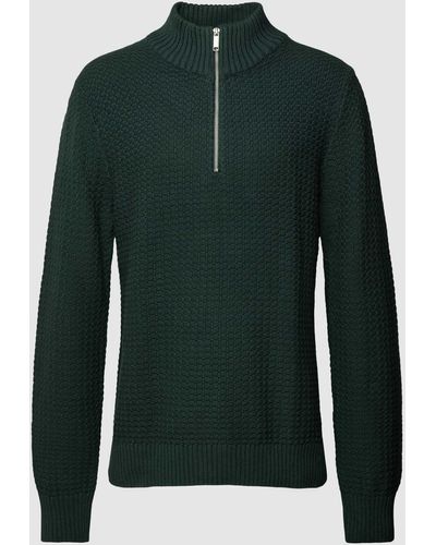 SELECTED Gebreide Pullover Met Opstaande Kraag En Ritssluiting - Groen