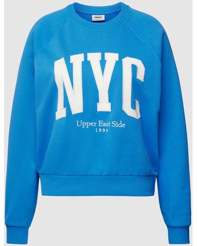 ONLY Sweatshirt Met Labelstitching - Blauw