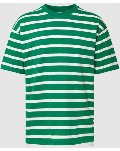 Minimum T-shirt Met Streepmotief - Groen