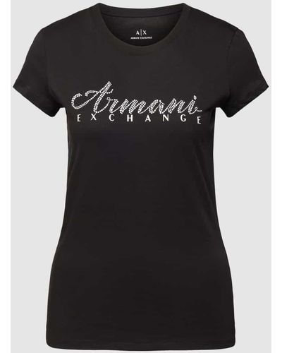 Armani Exchange T-Shirt mit Label-Print - Schwarz