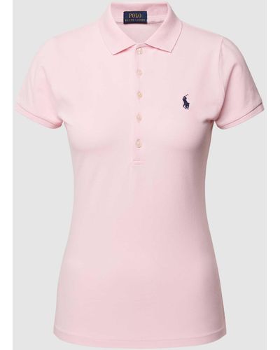 Polo Ralph Lauren Slim Fit Poloshirt Met Logostitching, Model 'julie' - Roze