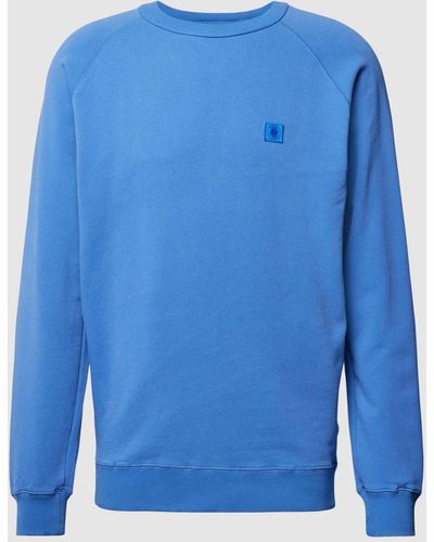 Thinking Mu Sweatshirt Met Motiefpatch - Blauw