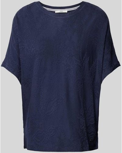 Brax T-shirt Met Gebloemd Motief - Blauw