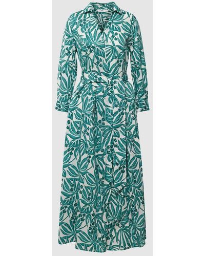 0039 Italy Hemdblusenkleid mit floralem Muster Modell 'Julene' - Grün