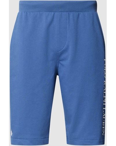 Polo Ralph Lauren Slim Fit Sweatshorts mit Label-Print Modell 'LOOPBACK' - Blau