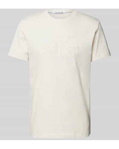 Calvin Klein T-Shirt mit Rundhalsausschnitt - Natur