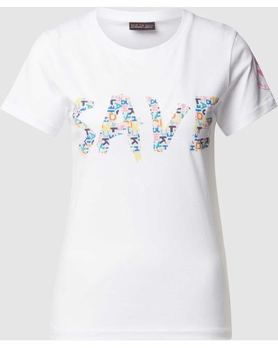 Save The Duck T-Shirt mit Label-Prints - Weiß