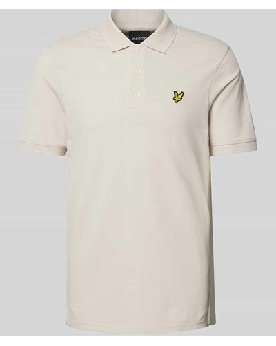 Lyle & Scott Slim Fit Poloshirt mit Logo-Patch - Natur