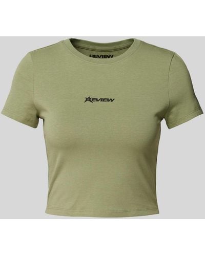 Review Cropped T-Shirt mit Label-Print - Grün