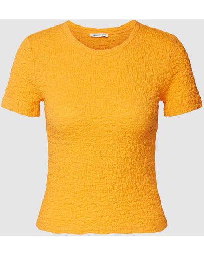 Tom Tailor Denim T-shirt Met Structuurmotief - Geel