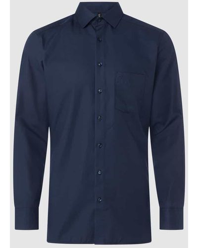 Olymp Regular Fit Business-Hemd aus Twill - Blau