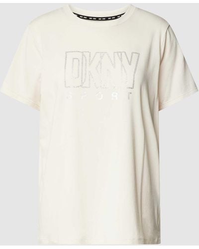 DKNY T-Shirt mit Ziersteinbesatz - Natur
