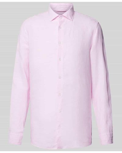 Seidensticker Slim Fit Leinenhemd mit Kentkragen - Pink