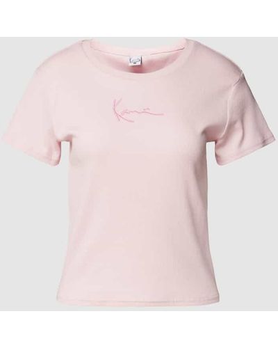 Karlkani T-Shirt mit Label-Stitching - Pink