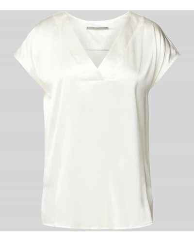 The Mercer N.Y. Blusenshirt aus Seide-Elasthan-Mix mit V-Ausschnitt - Weiß