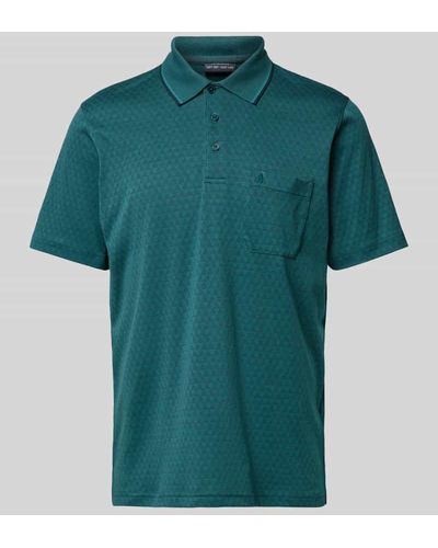 RAGMAN Regular Fit Poloshirt mit Allover-Muster - Grün