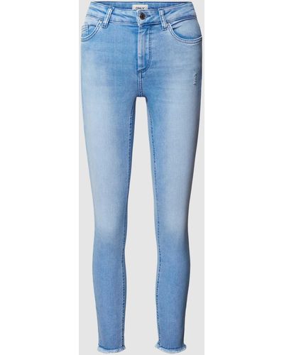 ONLY Slim Fit Jeans Met Labeldetails - Blauw