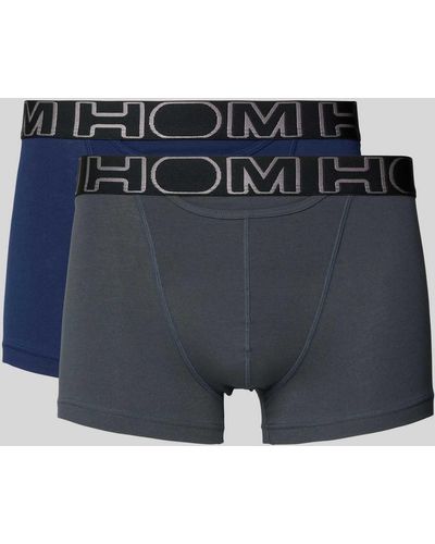 Hom Boxershorts mit elastischem Label-Bund im 2er-Pack - Blau