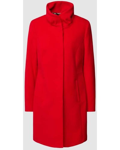 Comma, Mantel mit Stehkragen und seitlichen Eingrifftaschen - Rot