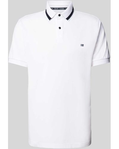 Christian Berg Men Regular Fit Poloshirt mit Logo-Print - Weiß