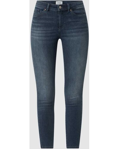 ONLY Skinny Fit Mid Waist Jeans mit Stretch-Anteil Modell 'Wauw' - Blau