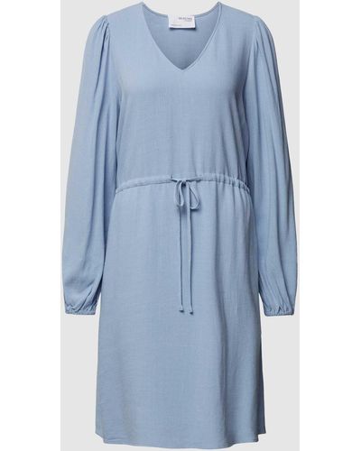 SELECTED Mini-jurk Met V-hals - Blauw