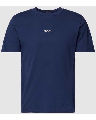 Replay T-Shirt mit Label-Print - Blau
