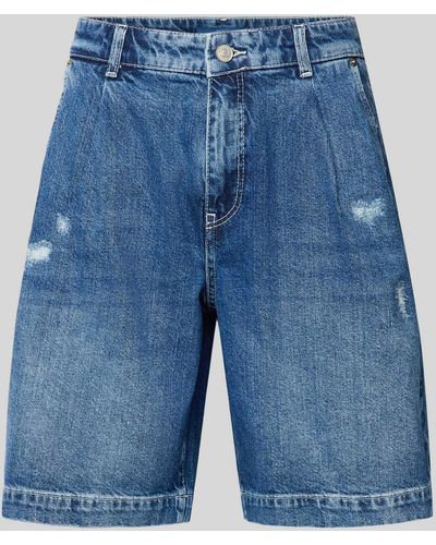 M·a·c Regular Fit Jeansshorts im Used-Look - Blau