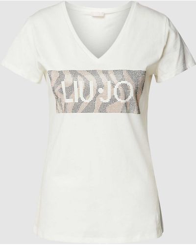 Liu Jo T-Shirt mit Ziersteinbesatz - Natur