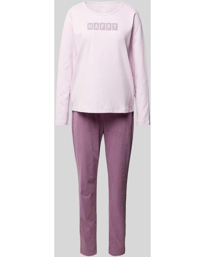 Seidensticker Pyjama mit Statement-Print - Pink
