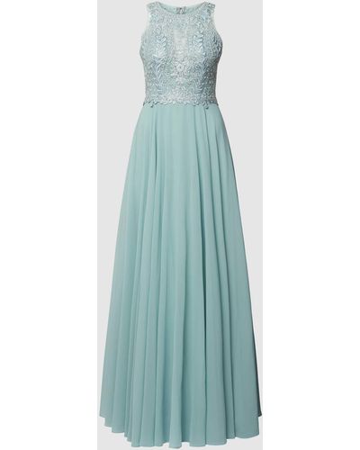 Luxuar Abendkleid mit Ziersteinbesatz - Blau