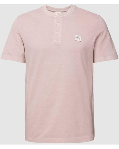 s.Oliver RED LABEL T-Shirt mit kurzer Knopfleiste Modell 'Serafino' - Pink