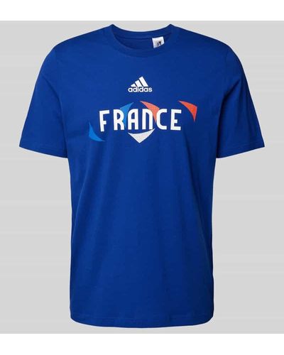 adidas T-Shirt mit Label-Print Modell 'FRANCE' - Blau