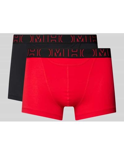 Hom Boxershorts mit elastischem Label-Bund im 2er-Pack - Rot