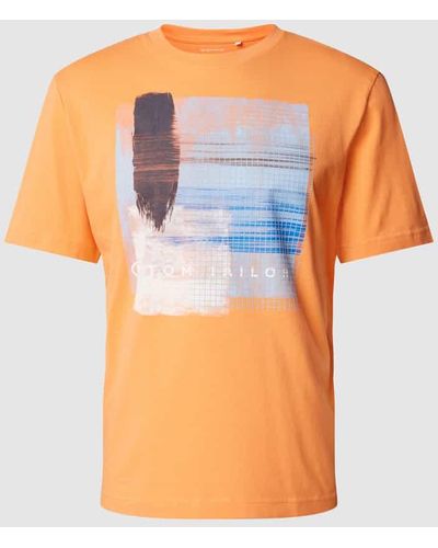 Tom Tailor T-Shirt mit Motiv- und Label-Print - Orange