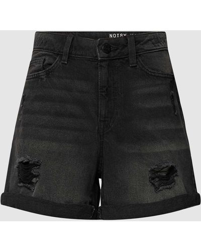 Noisy May Korte Jeans Met Vaste Omslag Aan De Pijpen - Zwart