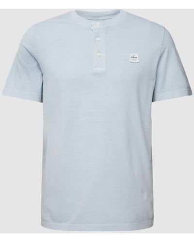 S.oliver T-Shirt mit kurzer Knopfleiste Modell 'Serafino' - Blau