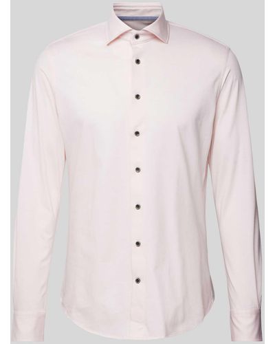 Profuomo Slim Fit Zakelijk Overhemd Met Haaikraag - Roze