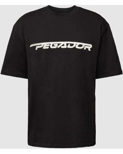 PEGADOR Oversized T-shirt Met Labelstitching - Zwart