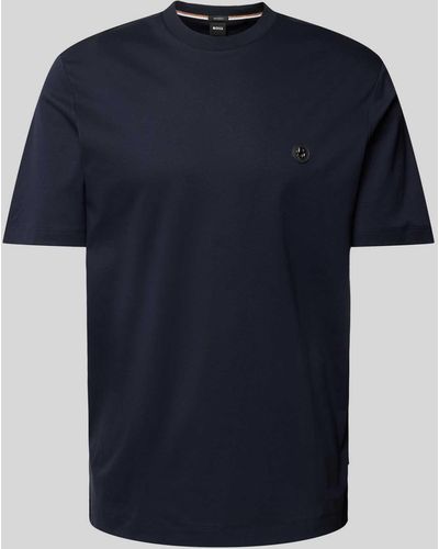 BOSS T-Shirt mit Label-Patch Modell 'Taut' - Blau