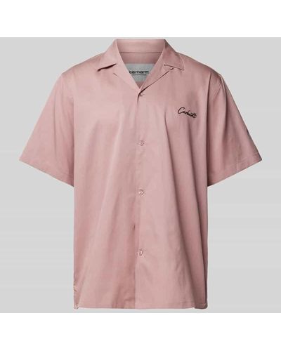 Carhartt Freizeithemd mit Reverskragen und Label-Stitching - Pink