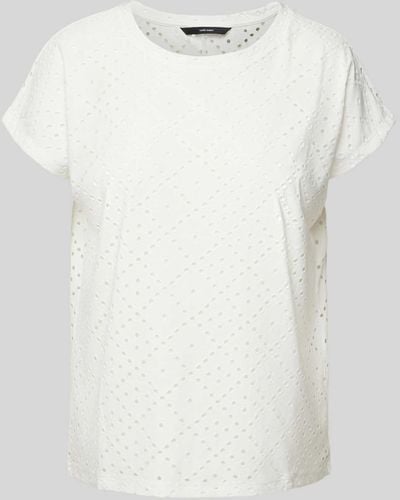 Vero Moda T-shirt Met Broderie Anglaise - Wit