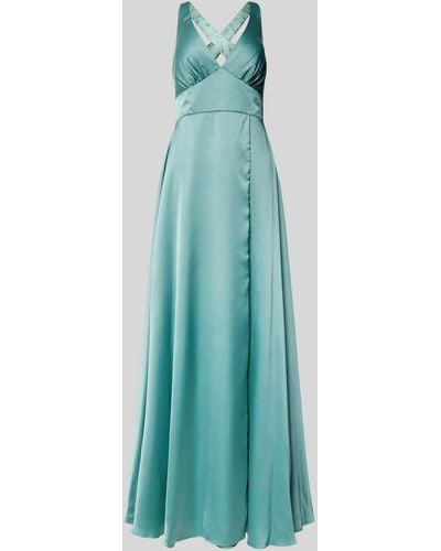 Luxuar Abendkleid mit V-Ausschnitt - Blau