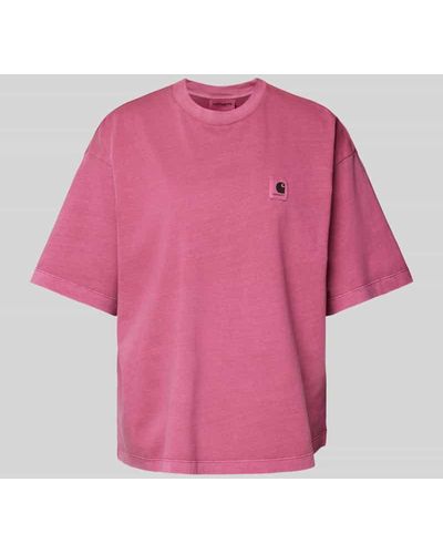 Carhartt Oversized T-Shirt mit Label-Patch Modell 'NELSON' - Pink
