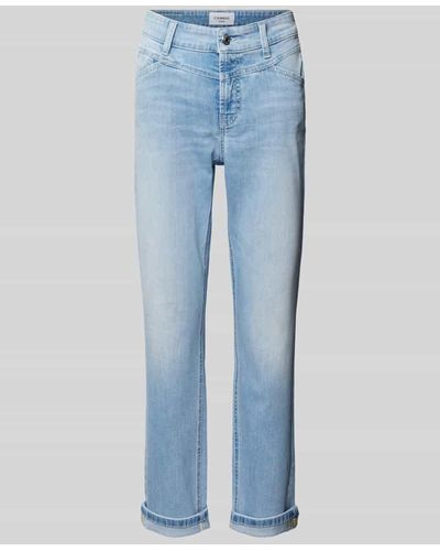 Cambio Slim Fit Jeans in verkürzter Passform Modell 'PARLA SEAM' - Blau