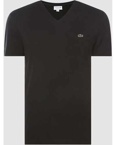 Lacoste Regular Fit T-Shirt mit V-Ausschnitt - Schwarz