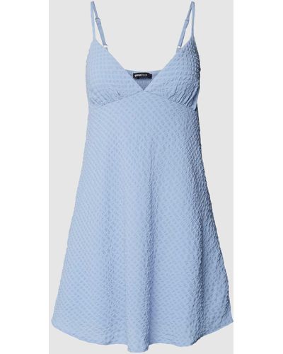 Gina Tricot Mini-jurk Met Hartvormige Hals - Blauw