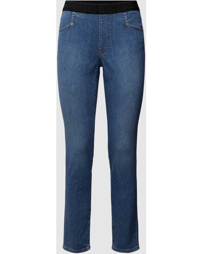 Marc Cain Slim Fit Jeans Met Labeldetails - Blauw